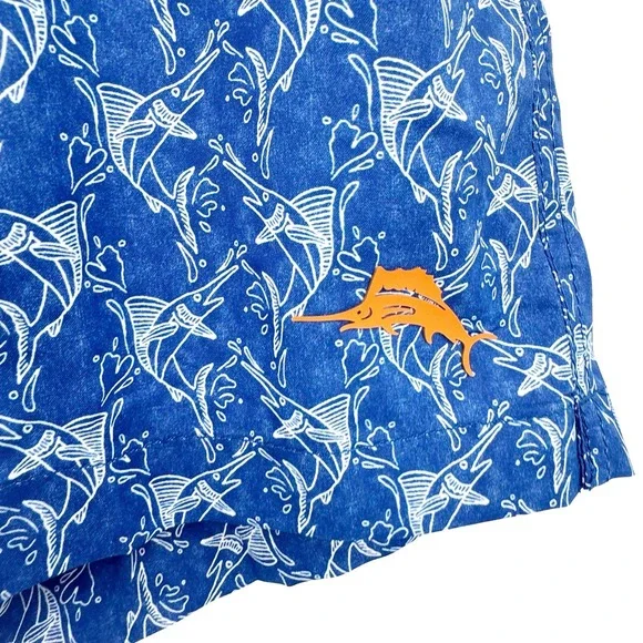 Tommy Bahama Baja Marlin Geo Shorts Elastic Waist Dark Cobalt Size M NWT